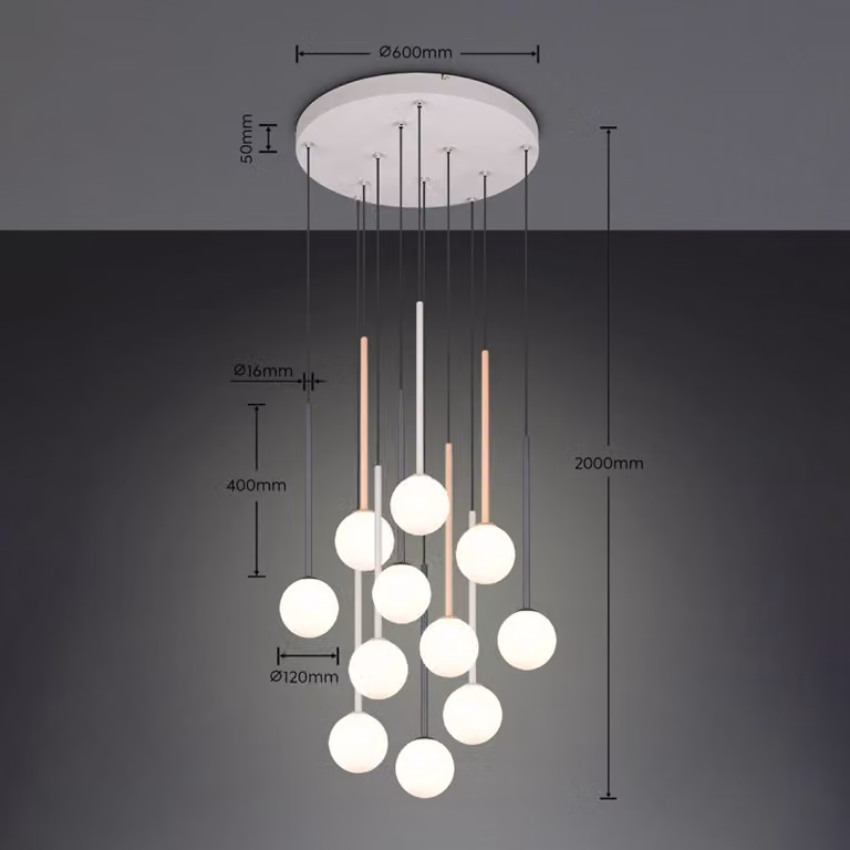 Trio Lighting Lampada a sospensione Firano, Multicolore, Soggiorno / Sala da pranzo, Metallo, Moderno, Lampada a sospensione