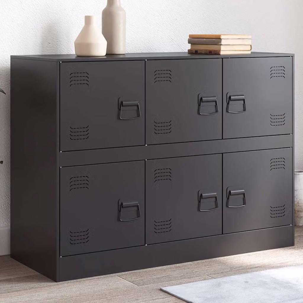 Credenza vidaXL in metallo nera stile industriale L: 99 cm, P: 39 cm, H: 73 cm