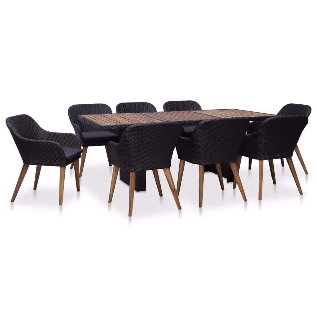 Maison Exclusive - Set da pranzo da giardino da 9 pezzi con cuscini in rattan sintetico nero