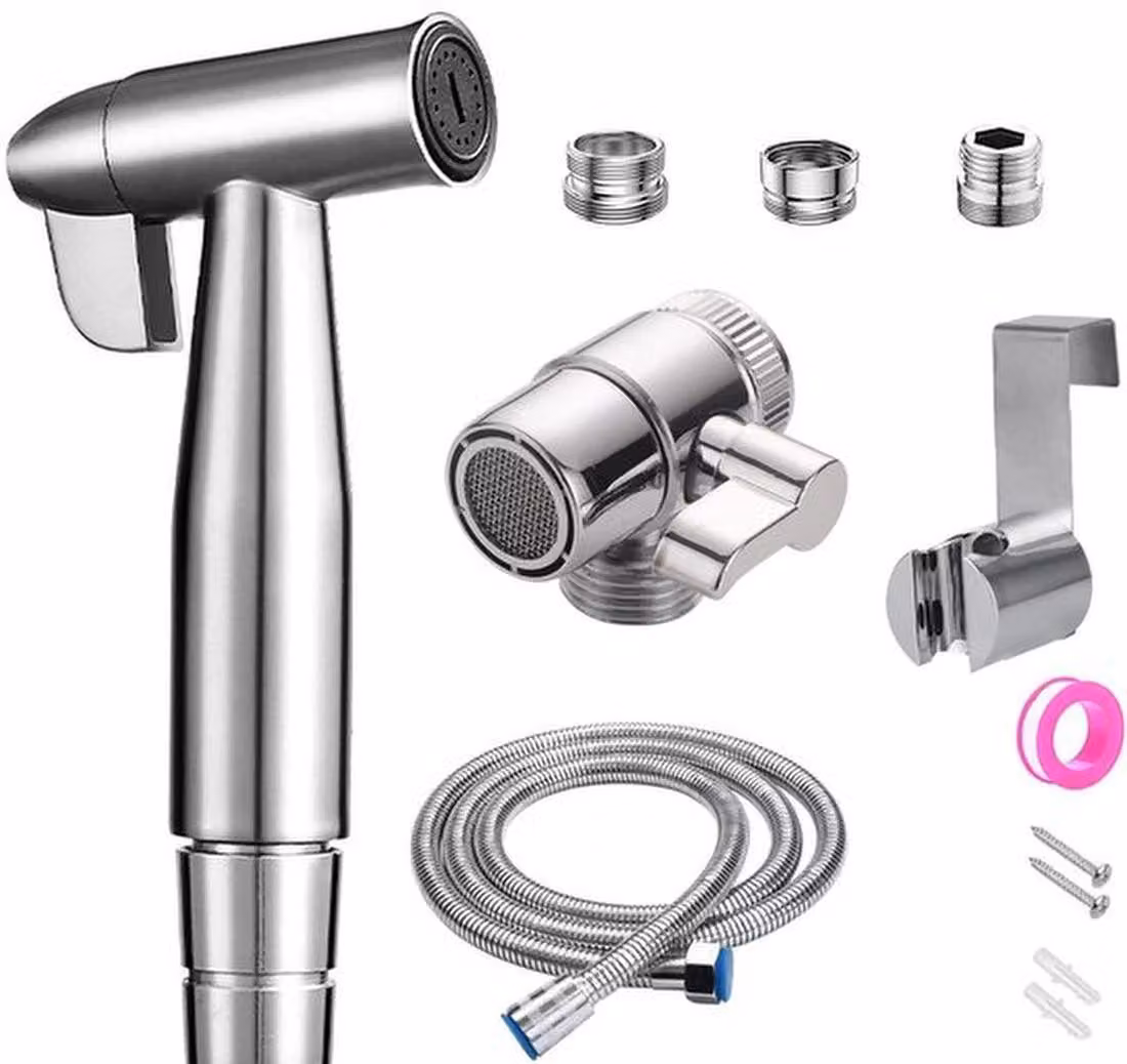 Ibenzoa® Set completo di bidet manuale in acciaio inossidabile con tubo flessibile lungo e accessori