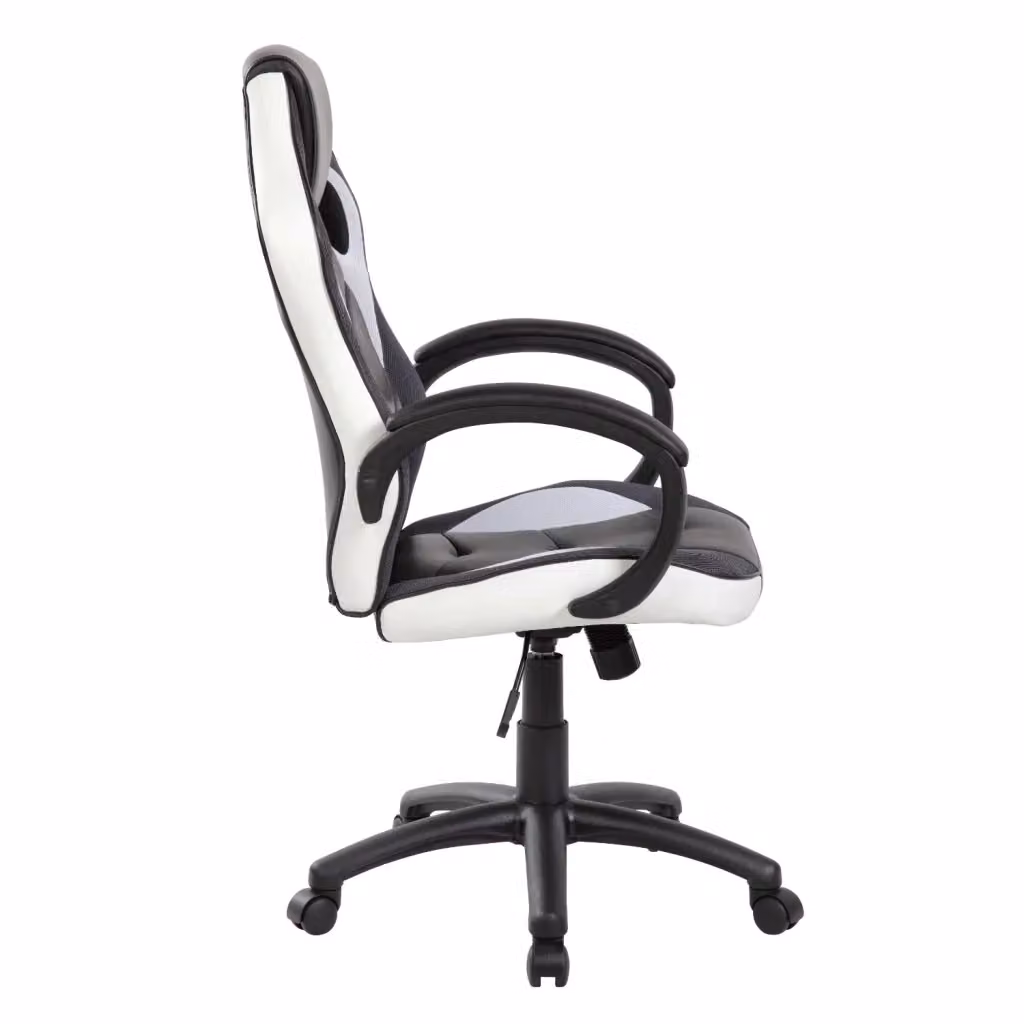 Poltrona gaming girevole Gerep Troy con braccioli e ruote, nero bianco – 2