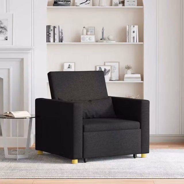 Divano letto estraibile singolo-Sofa Letto-Daybed Nero 90 x 165 x 87 cm Tessuto