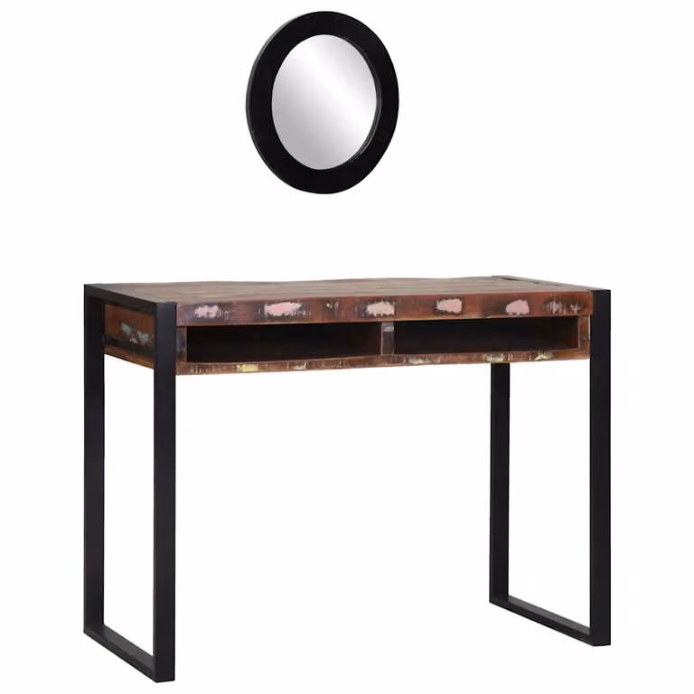 vidaXL Tavolo da Trucco in Legno Stile Industrial con Design Astratto Multicolore L: 100 cm, P: 50 cm, H: 75 cm