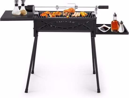 Barbecue a carbonella mobile e versatile con vaschette e pareti laterali rimovibili - Set da campeggio e da giardino trasportabile