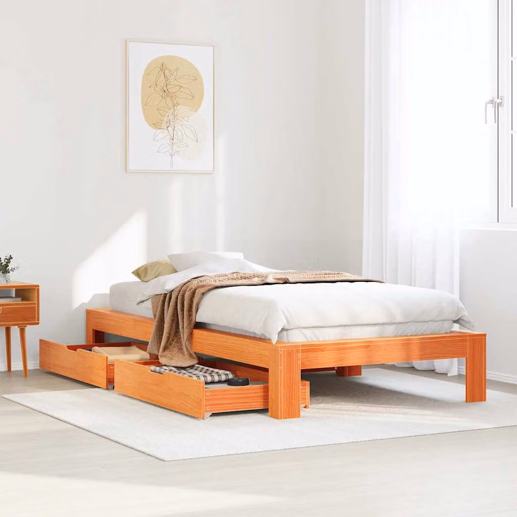 Giroletto vidaXL in legno di pino marrone cera con doghe rigide L/P: 200 x 100 cm