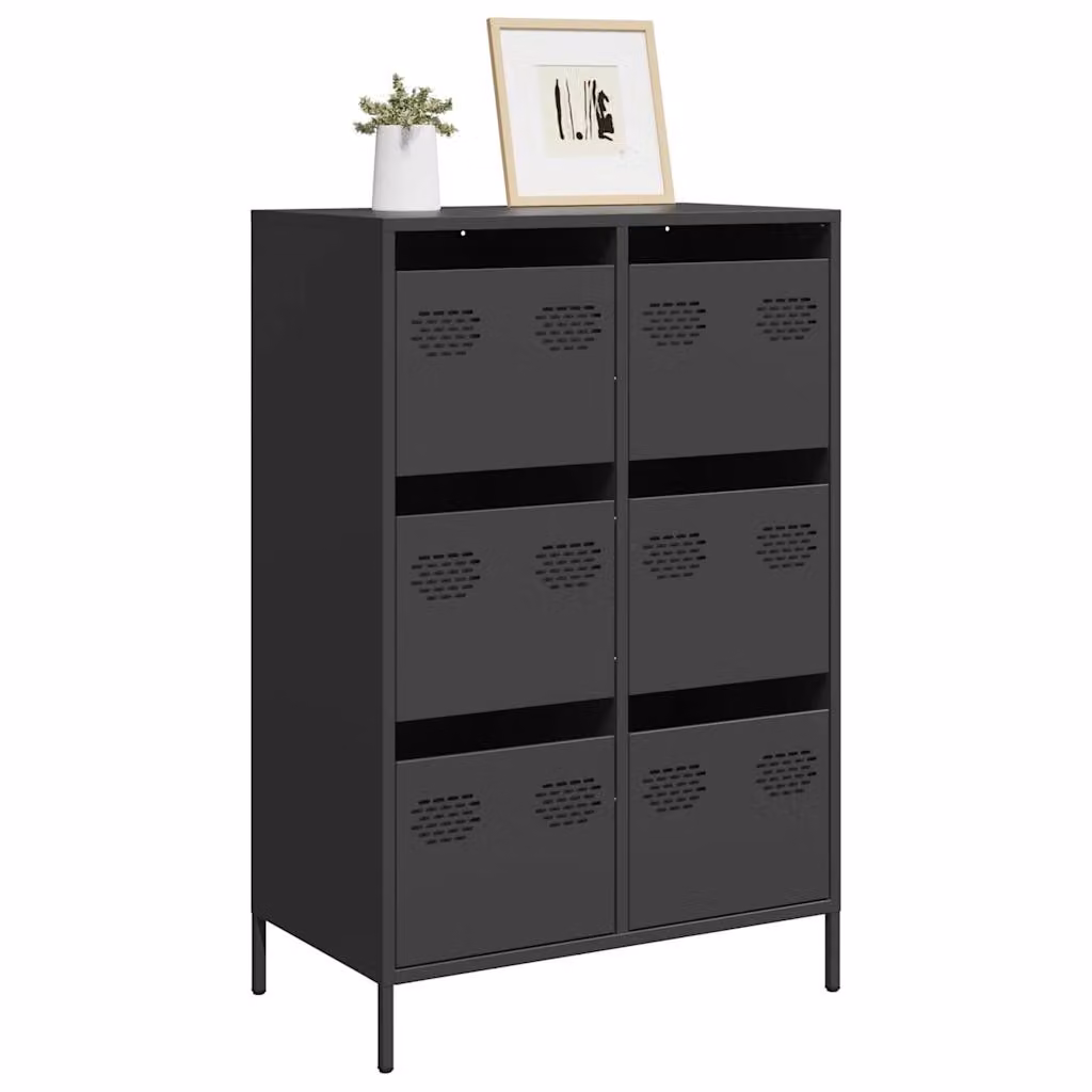 Credenza nera vidaXL in metallo per soggiorno o ufficio L: 68 cm, P: 39 cm, H: 101,5 cm – 1