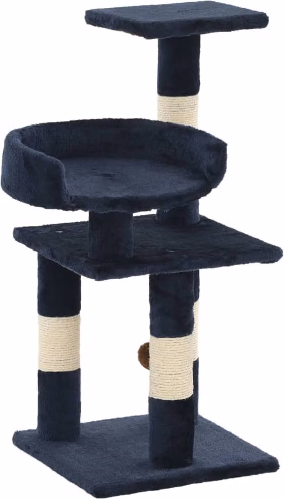 The Living Store Gatto Graffiatoio con colonne in Sisal 65 cm Blu