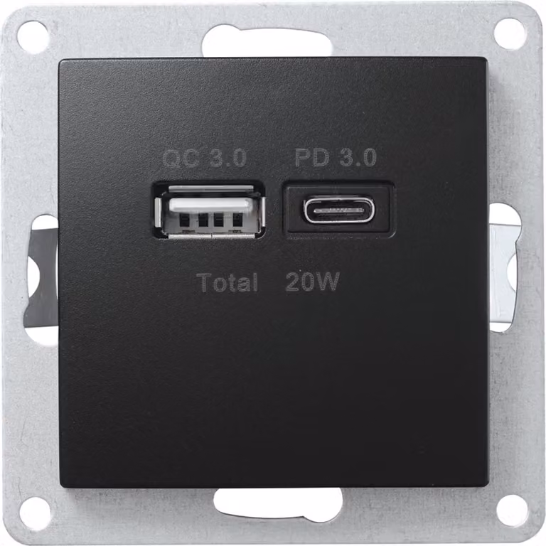 Presa di ricarica USB McPower Flair a 2 vie 3,4A nero opaco