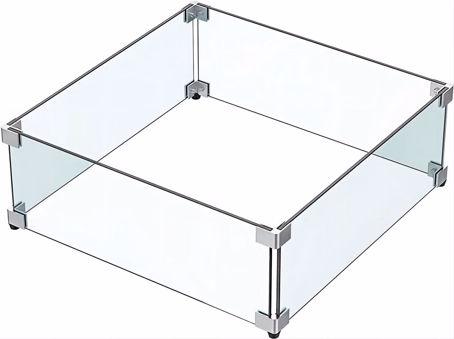 Focolare con paravento in vetro temperato, dimensioni 36 x 36 x 15 cm, per uso esterno