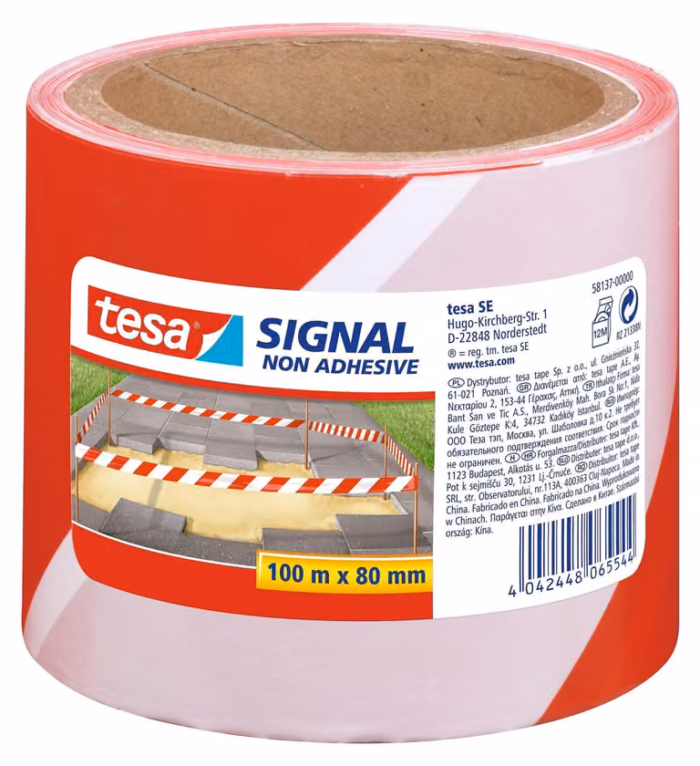 Nastro barriera/flutter 80mm x 100m rosso/bianco confezione da 4 pezzi