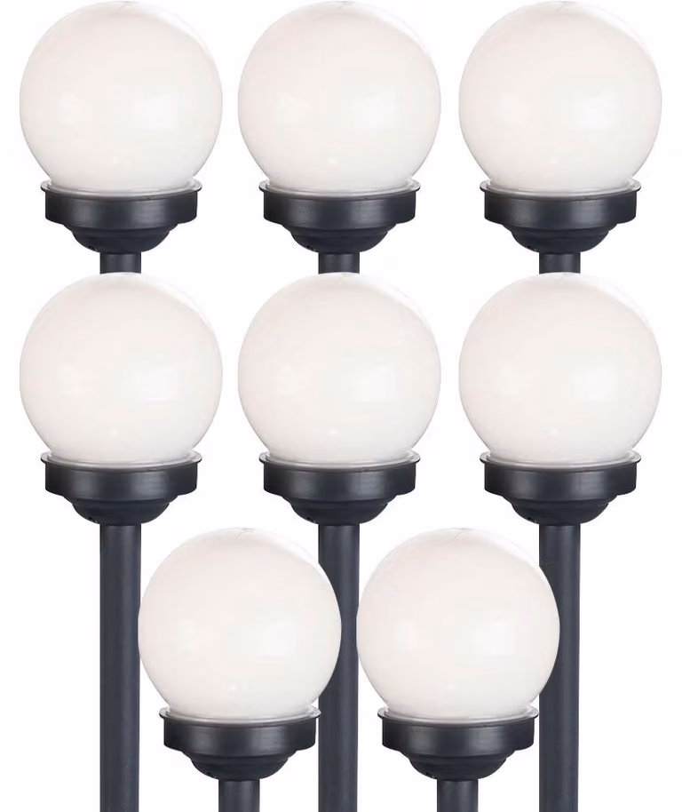 Set da 8 palline solari a LED bianche, con picchetto, L x A 10 x 38 cm