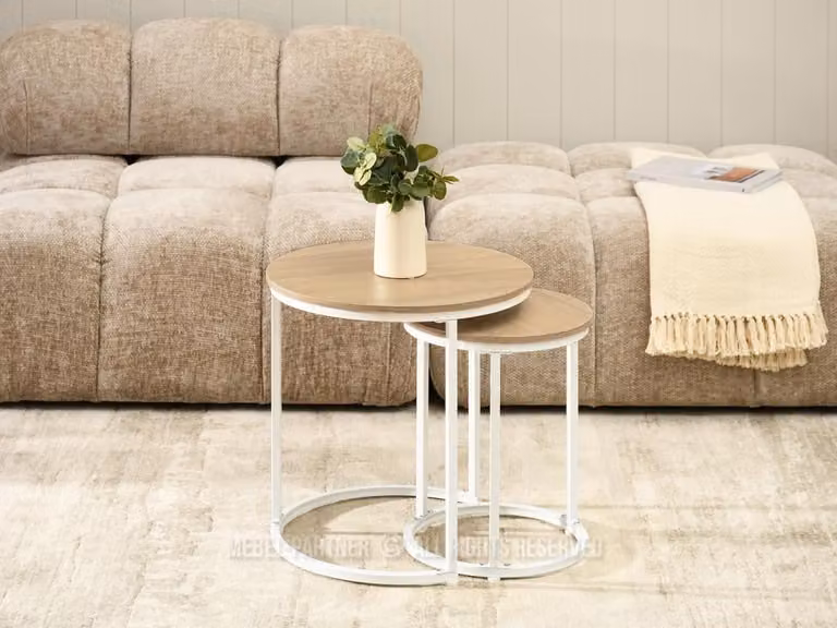 Set di tavolini da caffè JACEK S - rovere Sonoma / bianco