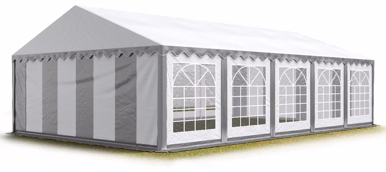 TOOLPORT Tendone per feste 5x10 m PVC grigio-bianco 100% impermeabile Tendone da esterno Tenda party