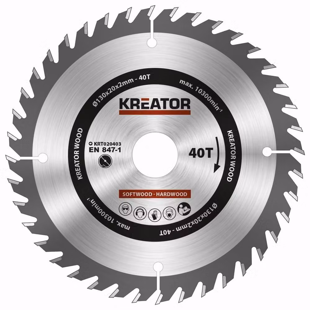 Lama circolare Ø 130 x 20 x 2 mm 40 denti Lama per legno + 4 anelli di riduzione