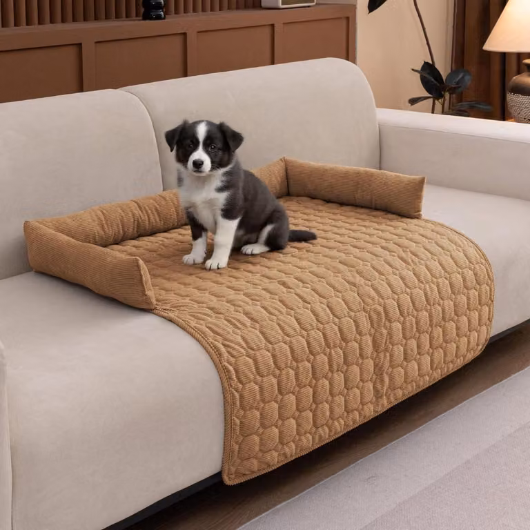 Copertura per divano per animali domestici, in peluche, lavabile, protezione per mobili, antiscivolo, dimensioni 90 x 90 x 12 cm. Colore: marrone
