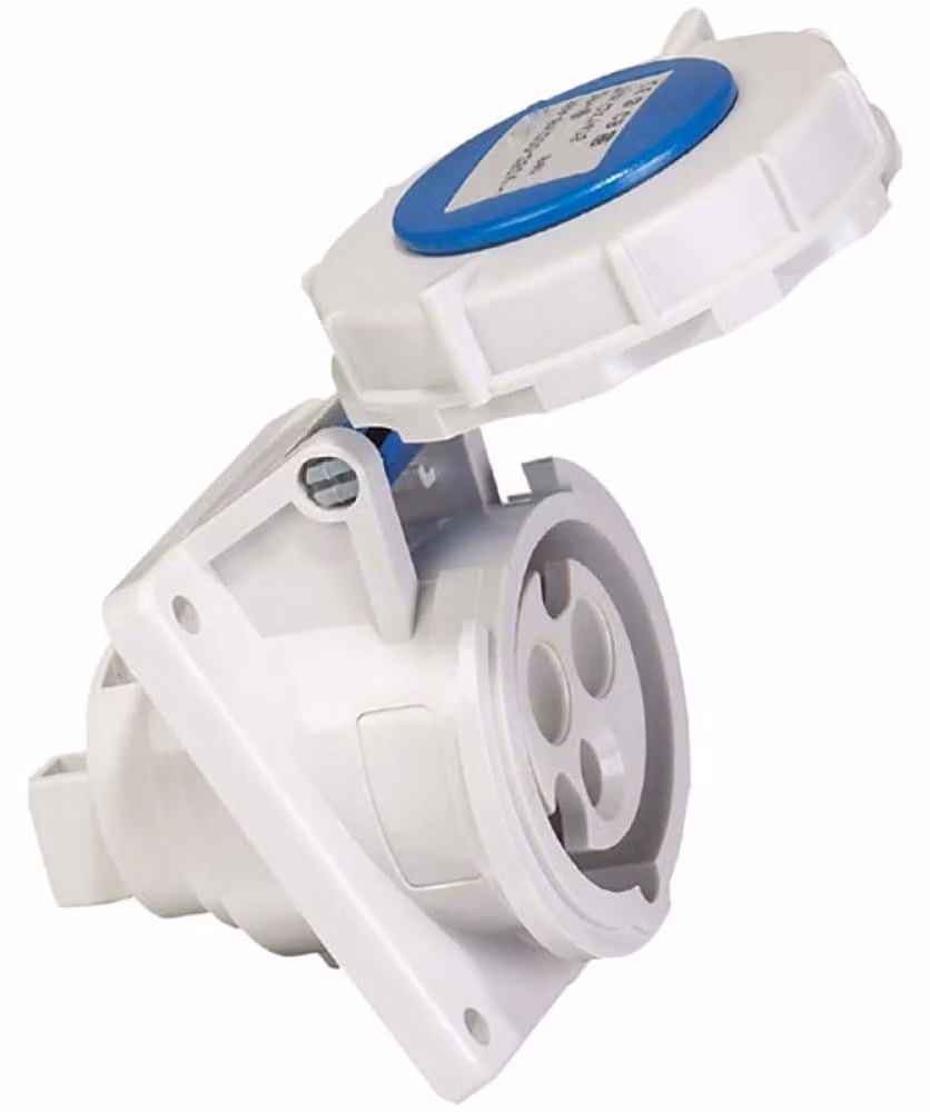 Prese industriale a 3 pin, colore blu - Grado di protezione IP67, impermeabile, 16A, 220V AC - Codice prodotto: TRH-PT-240129A1