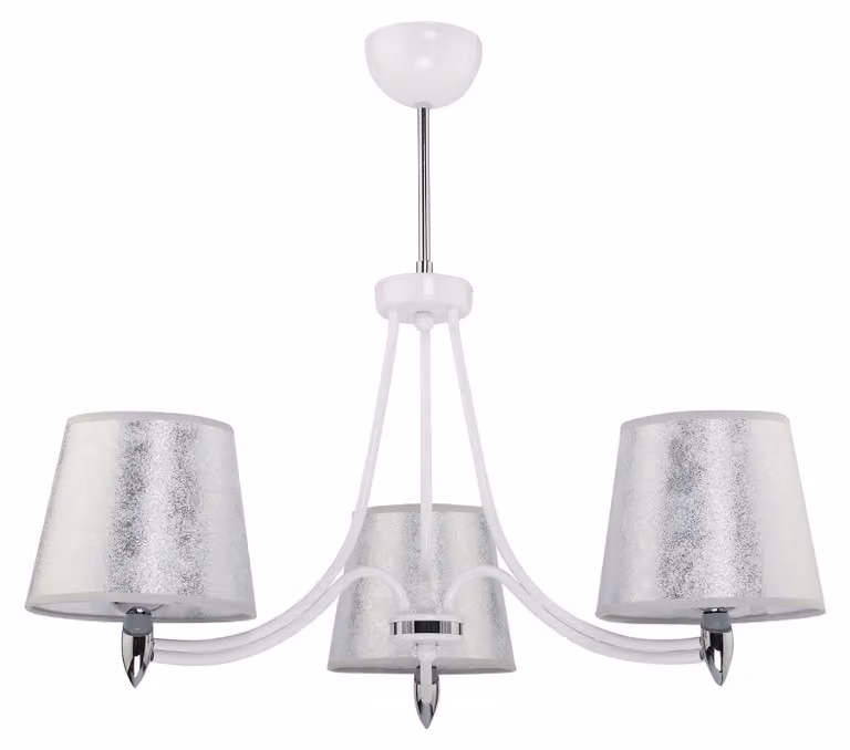 Lampada a sospensione OSKAR bianco-argento 3xE27x40W in metallo, dimensioni: 60x70x70 cm, IP20, Jupiter