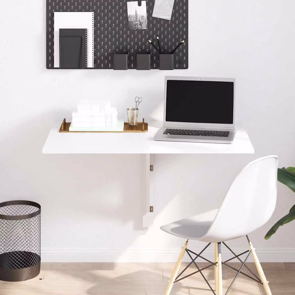vidaXL Tavolo pieghevole da parete bianco in MDF laminato L: 100 cm, P: 60 cm