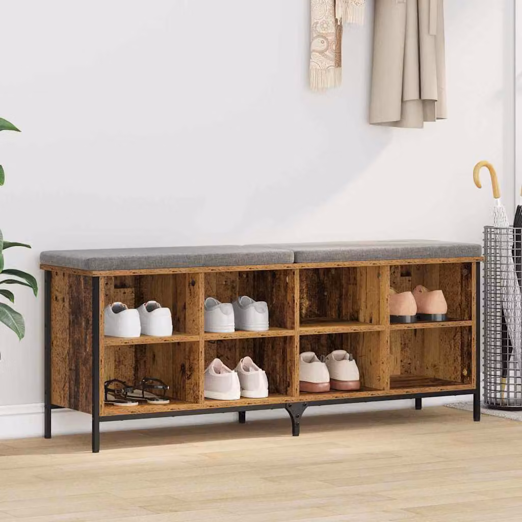 Scarpiera mobile vidaXL in stile industrial in legno e metallo marrone L: 131 cm, P: 35 cm, H: 50 cm
