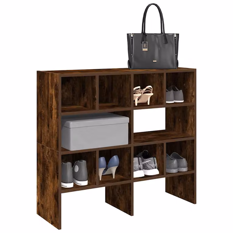 Set di 2 scarpiere impilabili vidaXL in legno Rovere Fumo, L/P/H: 89,5 x 30 x 40 cm