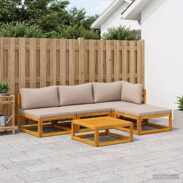 Set di divani 5 pz Naturale Legno di Acacia Massello 3417216