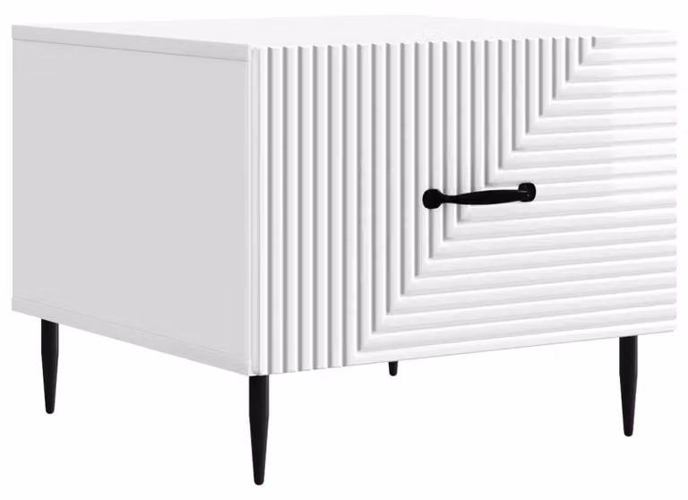 Tavolino da salotto con cassetto Bianco Lucido 49 x 50 x 40 cm