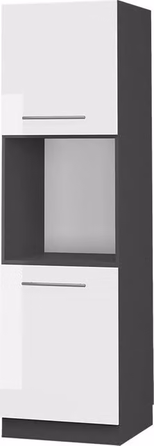 Mobile per forno da incasso Fame-Line Bianco lucido/Antracite 60 cm aperto Vicco