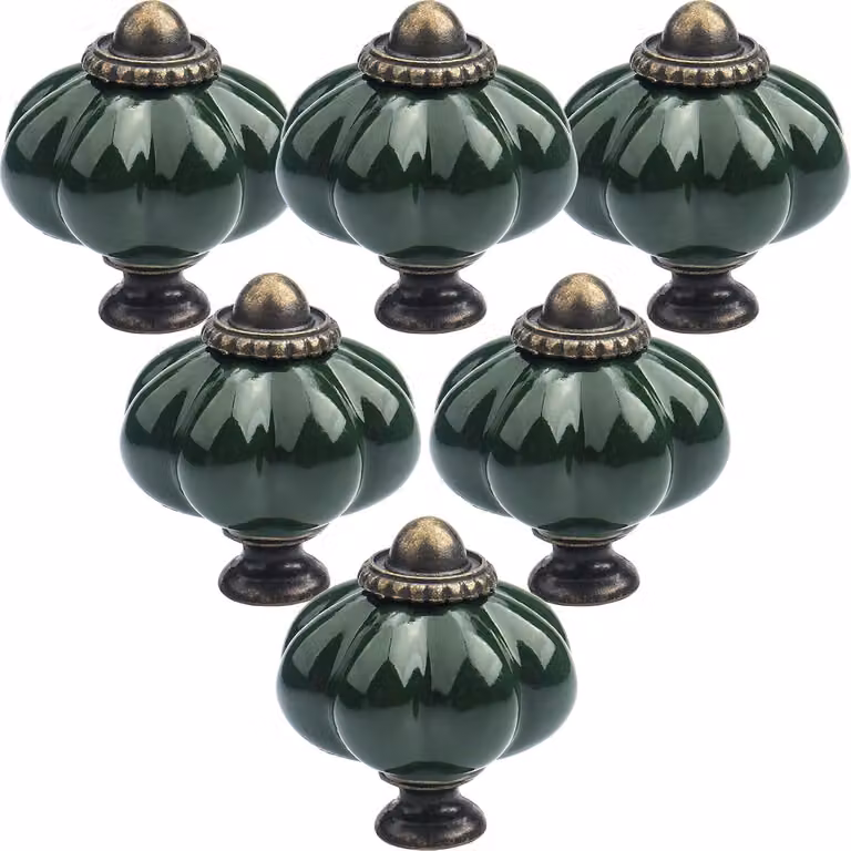 Maniglie per porte in Vetroceramica a forma di zucca, confezione da 12 pezzi, disponibili in tonalità verde chiaro e verde scuro, ideali per mobili da cucina