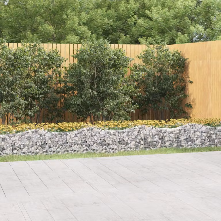 vidaXL Gabbione ad Arco con Letto Rialzato in Ferro Zincato Argento L: 600 cm, P: 50 cm, H: 50 cm