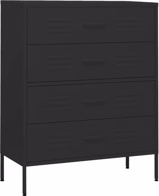 Cassettiera Nera 80x35x101,5 cm in Acciaio CFW1009078