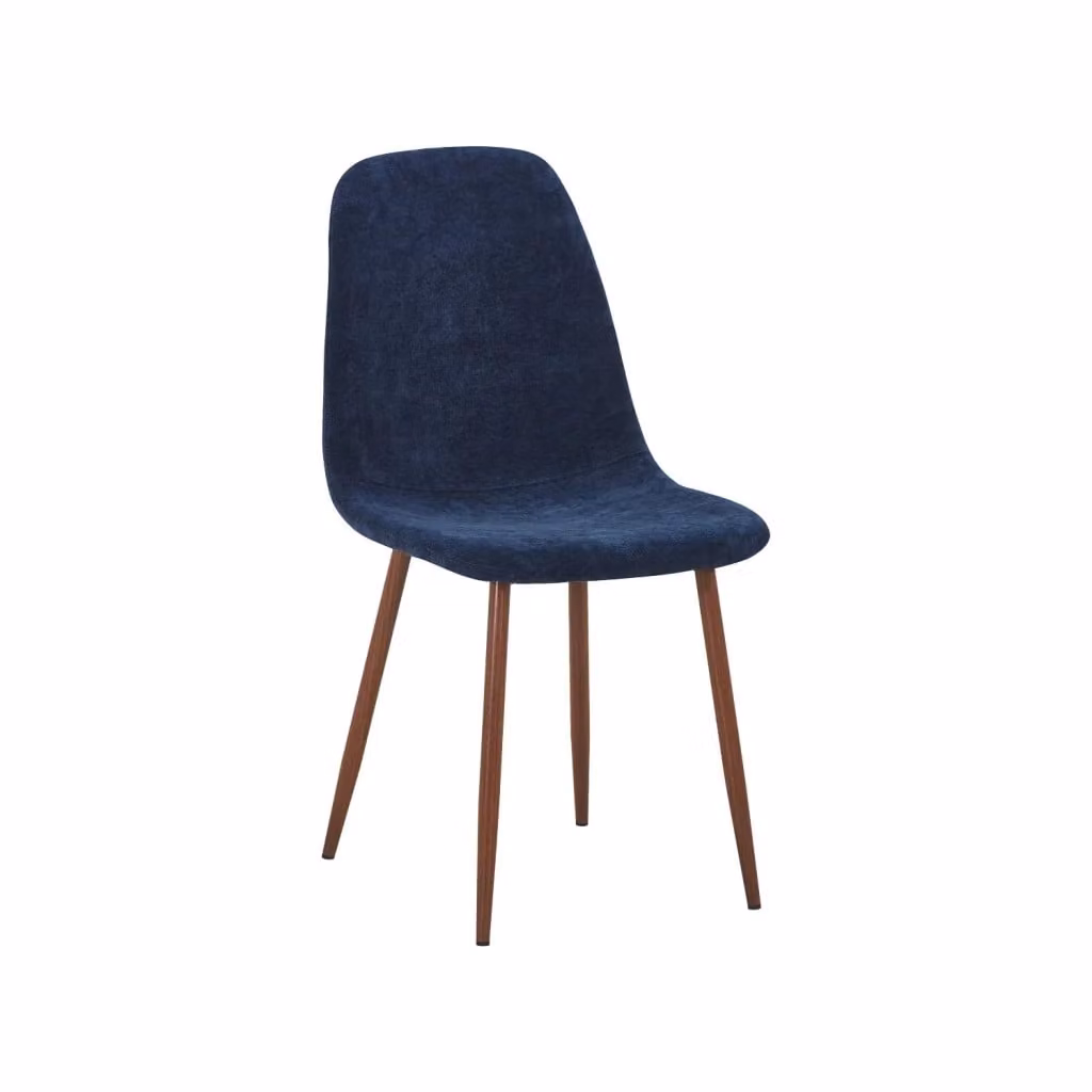 Set di 2 sedie moderne SWEEEK in legno e tessuto blu e marrone per cucina e sala da pranzo – 2