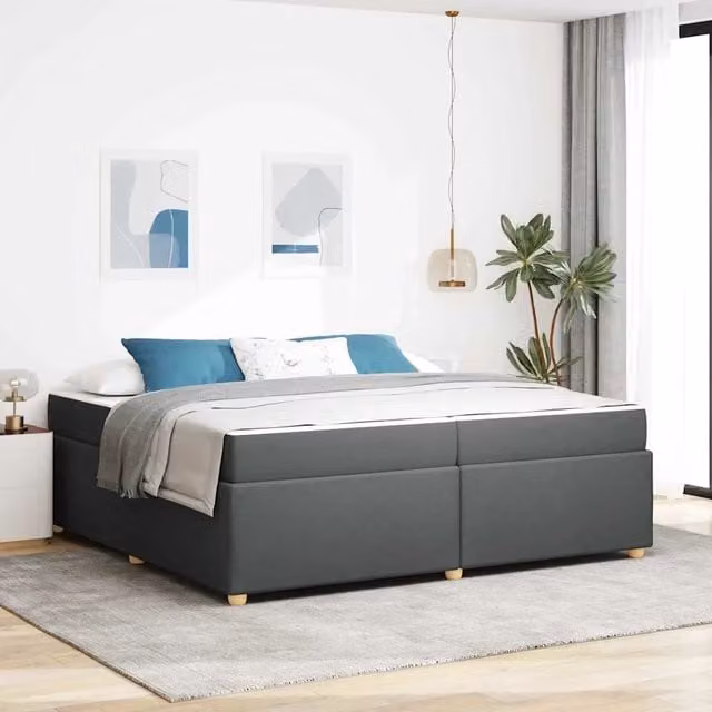 Struttura letto moderna vidaXL in tessuto grigio con base a molle L: 200 cm, P: 200 cm, H: 280 cm