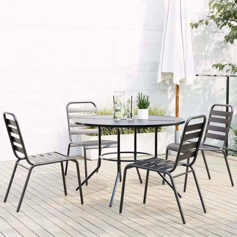 Set di 5 sedie da giardino impilabili vidaXL in acciaio verniciato antracite opaco