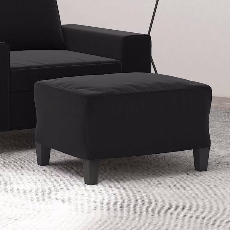 Poggiapiedi vidaXL Nero in Tessuto Microfibra L: 60 cm, P: 50 cm, H: 41 cm