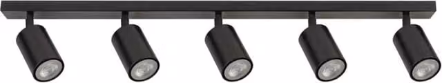 Plafoniera moderna a barra Sigma Lighting Zoom nera con 5 spot GU10 regolabili e dimmerabili