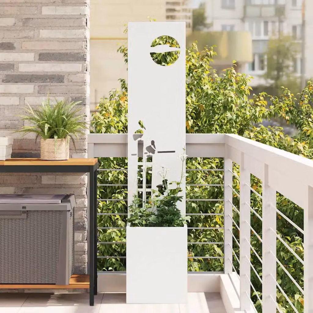 Paravent per privacy in giardino vidaXL in acciaio bianco, L/P/H: 32 x 32 x 150 cm