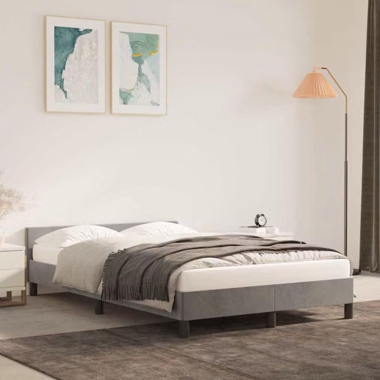 vidaXL Giroletto imbottito in velluto Grigio Chiaro L/P/H: 120 x 200 cm