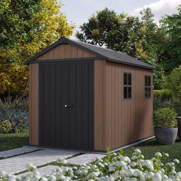Dmora Casetta da Giardino Kincardine 287x230x246h cm Marrone, Resistente Agli Agenti Atmosferici Presenza Finestre
