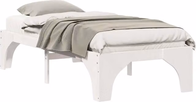 Letto singolo per adulti in pino massello laccato bianco L/P/H: 80 x 200 x 40 cm