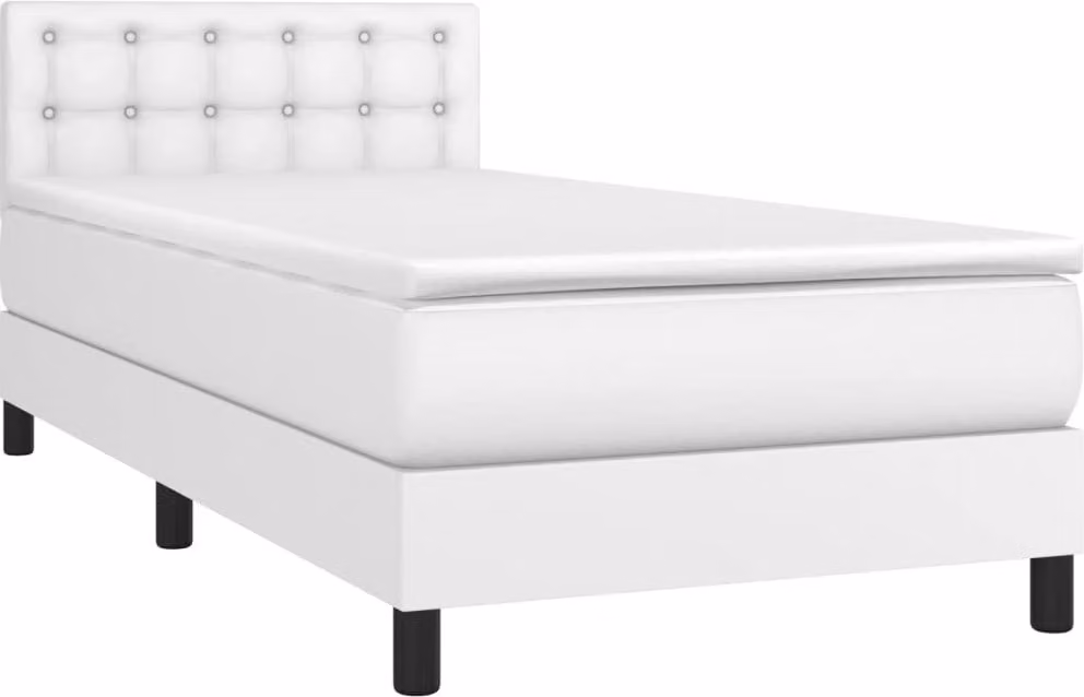 Giroletto a Molle con Materasso Bianco 90x200 cm in Pelle finta