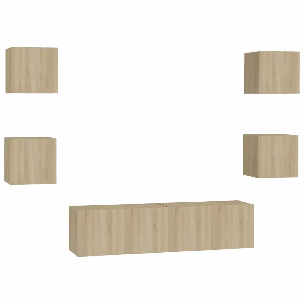 Set di mobili porta TV moderno vidaXL in legno multistrato color rovere, 6 pezzi, L/P/H: 60 x 30 x 30 cm – 2