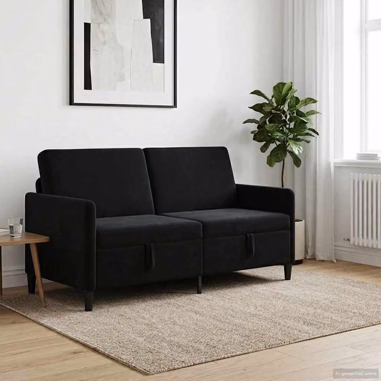 vidaXL Divano Moderno con Contenitore e Seduta Sollevabile Nero L: 172 cm, P: 78 cm, H: 87 cm
