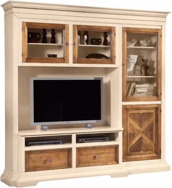 Parete attrezzata in legno Mobili 2G colore bianco e marrone L: 230 cm, P: 57 cm, H: 235 cm – 1