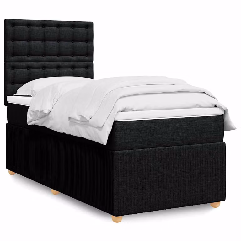 vidaXL Giroletto a Molle Ibrido con Materasso in Tessuto Nero L/P/H: 200 x 90 x 150,5 cm