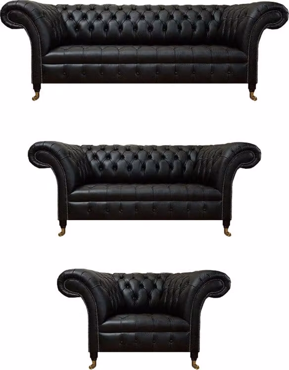 Sofagarnitur 3tlg Chesterfield Ledersofa Sofas Couch Sitz Polster Wohnzimmer