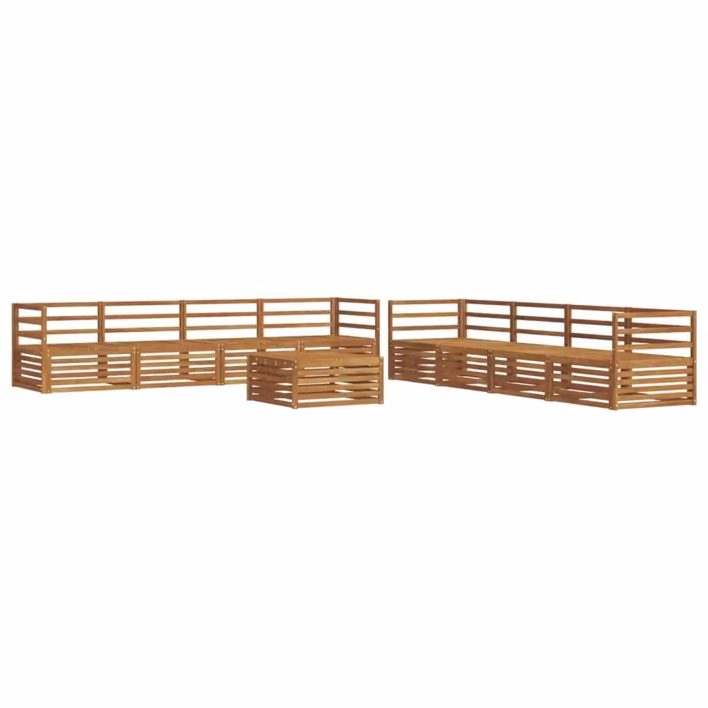 Set di divani da esterno a forma di U vidaXL in legno di acacia massello marrone con cuscini inclusi – 2