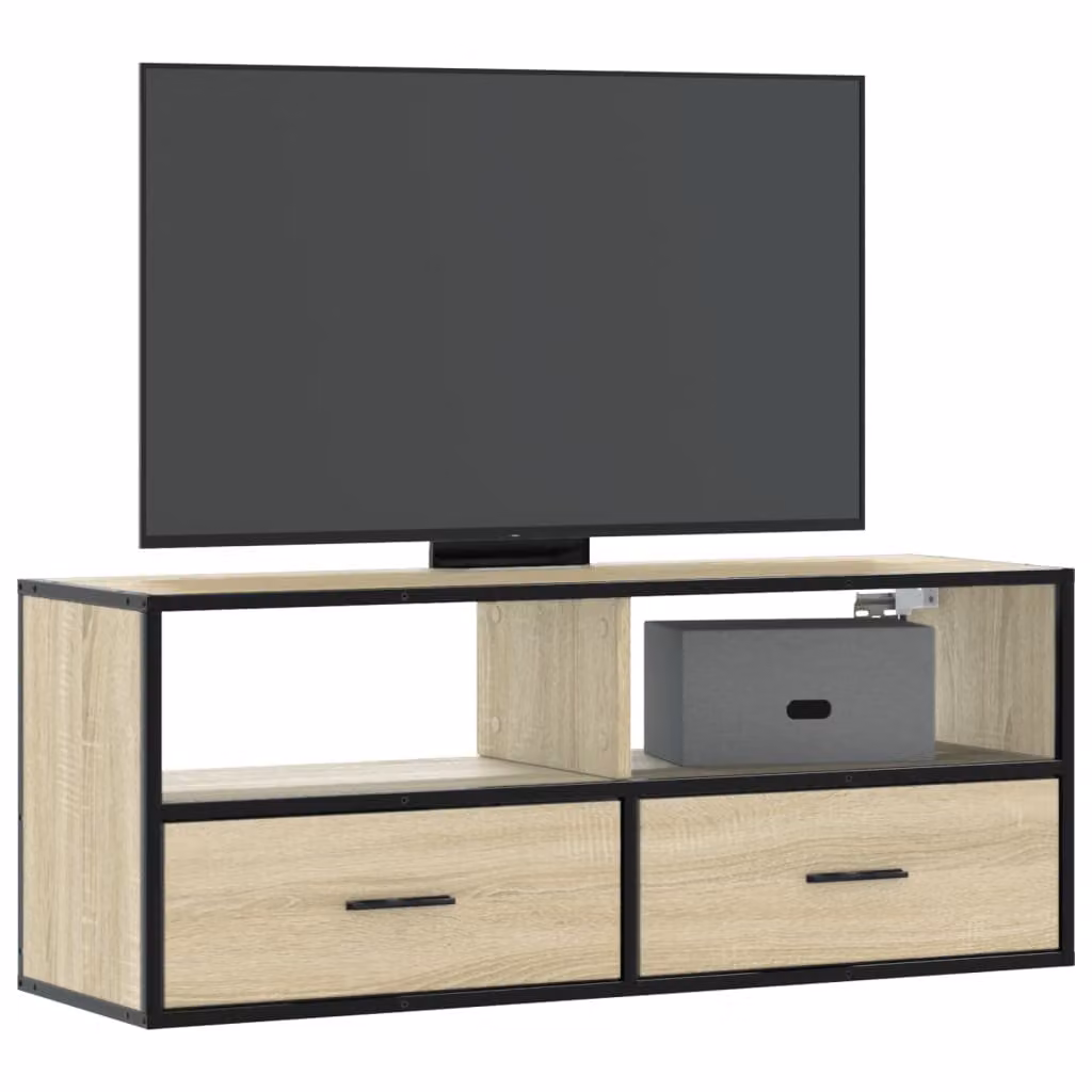 Mobile TV vidaXL in stile industriale in legno e metallo, colore marrone, L 100 cm x P 31 cm x H 39,5 cm