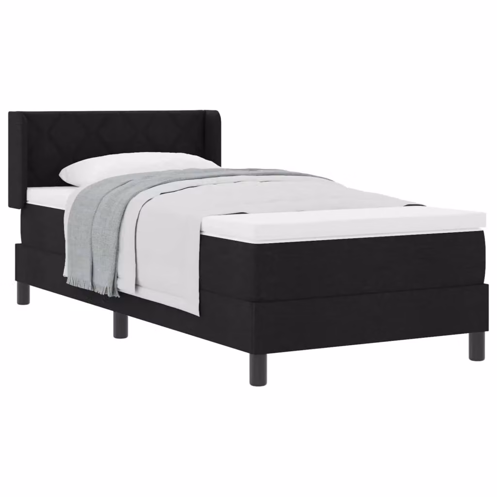 Letto a molle moderno vidaXL con testiera in tessuto nero L/P: 190 x 90 cm – 2