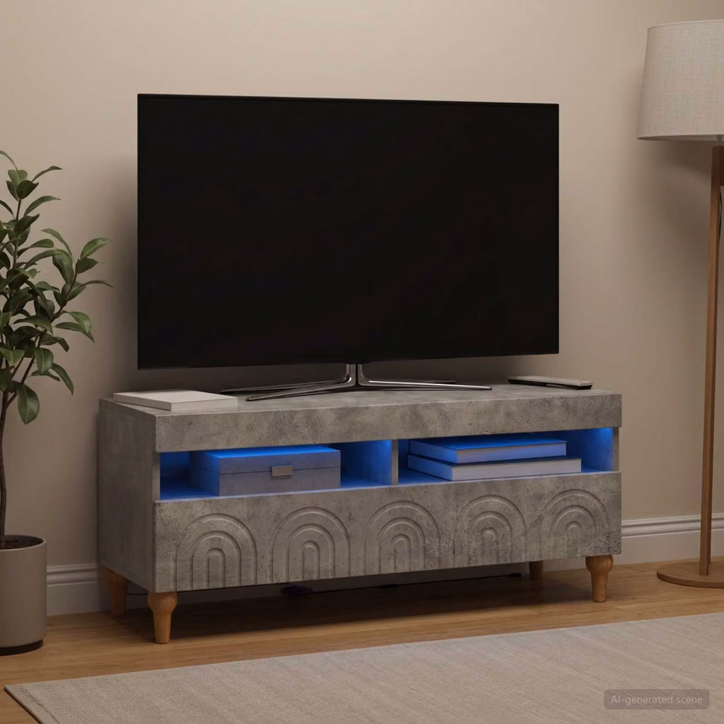 Mobile TV LED vidaXL ALKMAAR Grigio con illuminazione integrata L/P/H: 100 x 35 x 43 cm