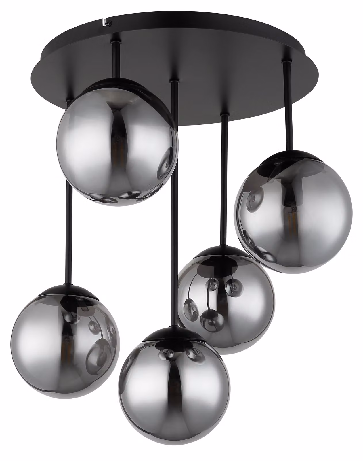 Lampada a soffitto HARMON, metallo, antracite, vetro, 5 luci, altezza 51 cm